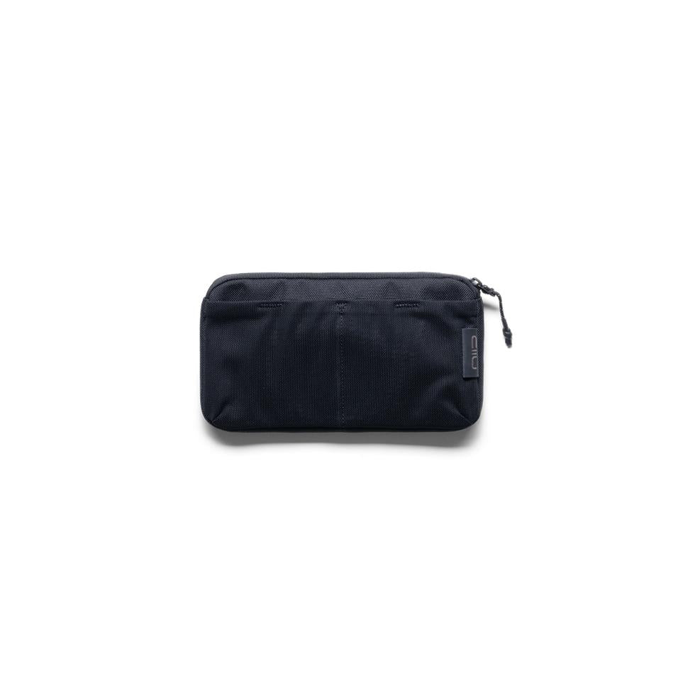NIID NEO Element Pouch in Roman Black, flat rectangular pouch with exterior slip pockets and NIID logo tag, white background.