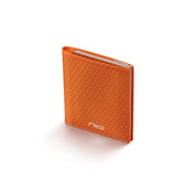 Ember‑Orange NIID NEX Slim Wallet Nebula fabric version, grid textured minimalist bifold card holder, compact travel wallet for men