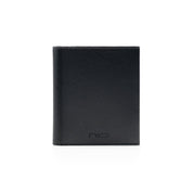 Black smooth‑leather NIID NEX Slim Wallet, minimalist slim bifold card holder, premium genuine‑leather compact travel wallet for men