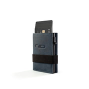 NIID Slide II Vegan Leather Mini Wallet - Premium Minimalist Card Holder with Elastic Band (Dark Blue)
