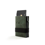 NIID Slide II Vegan Leather Mini Wallet - Premium Minimalist Card Holder with Elastic Band （Dark Green）