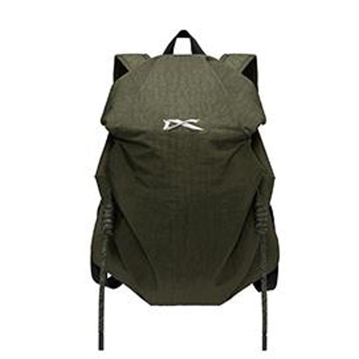 Olive green NIID VIA roll-top backpack, lightweight water-resistant daily travel daypack equipped with adjustable drawstring straps for casual commute and outdoor trips