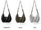 NIID VIA dual-purpose gym duffle bag color comparison graphic showing Graphite black, Olive green, Ash cool gray slouch crossbody shoulder bags with labeled color names, clean white background listing all variants