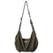 NIID VIA dual-purpose gym duffle bag olive green slouch crossbody shoulder bag, woven knotted adjustable strap, white NIID logo on front, white background studio product photo