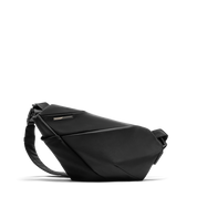 NIID FINO V ultra-slim tech sling Black Noir front angle shot, minimalist geometric folded design lightweight crossbody chest bag, water-resistant synthetic fabric for minimalist urban daily EDC commute