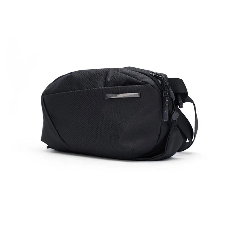 NIID N1 EDC sling bag in diamond grid black, a stylish unisex crossbody bag with minimalist design, perfect for urban daily carry and tech accessory storage.