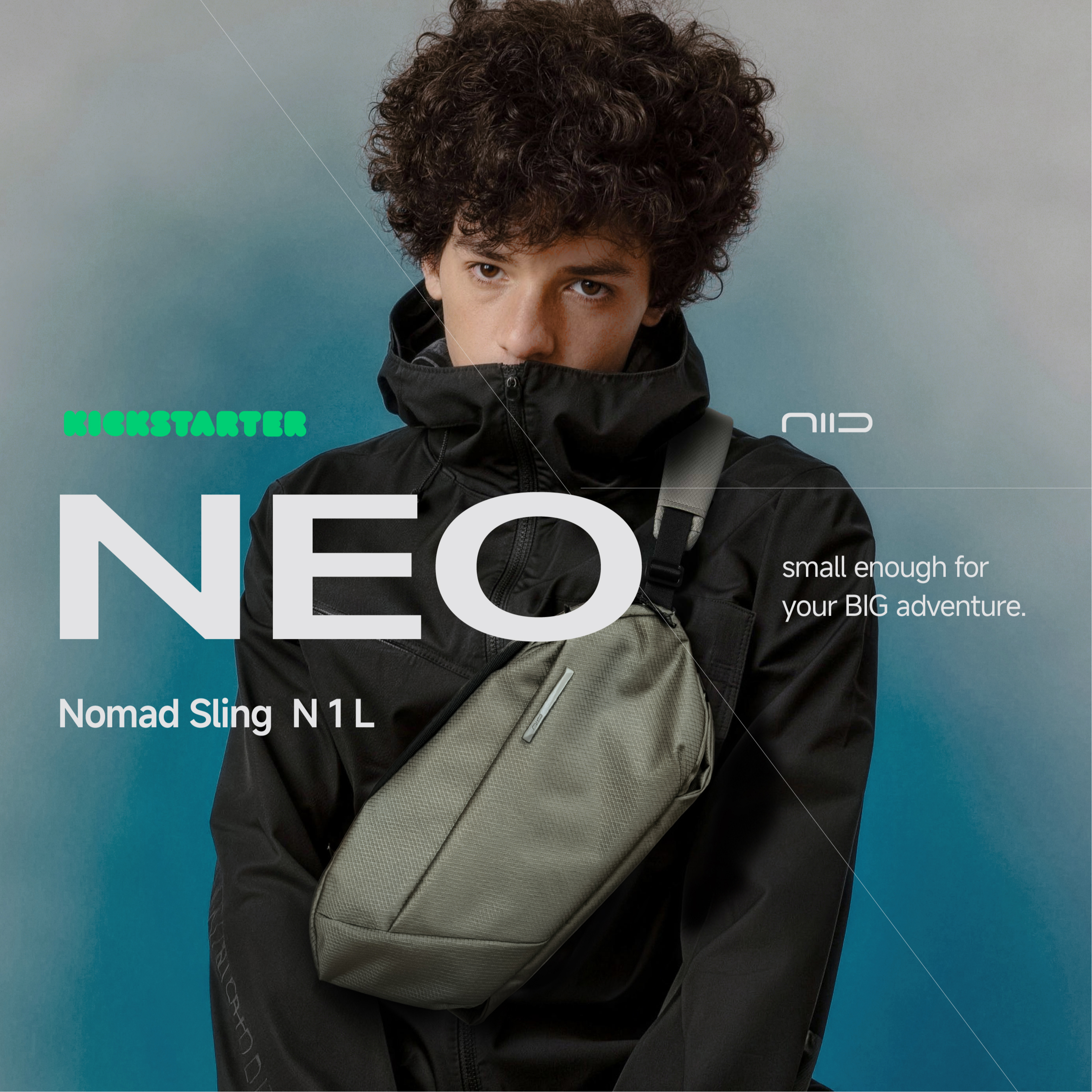 NIID N1L Nomad sling bag worn on body, lightweight comfortable chest pack suitable for outdoor adventure and daily urban city commute.