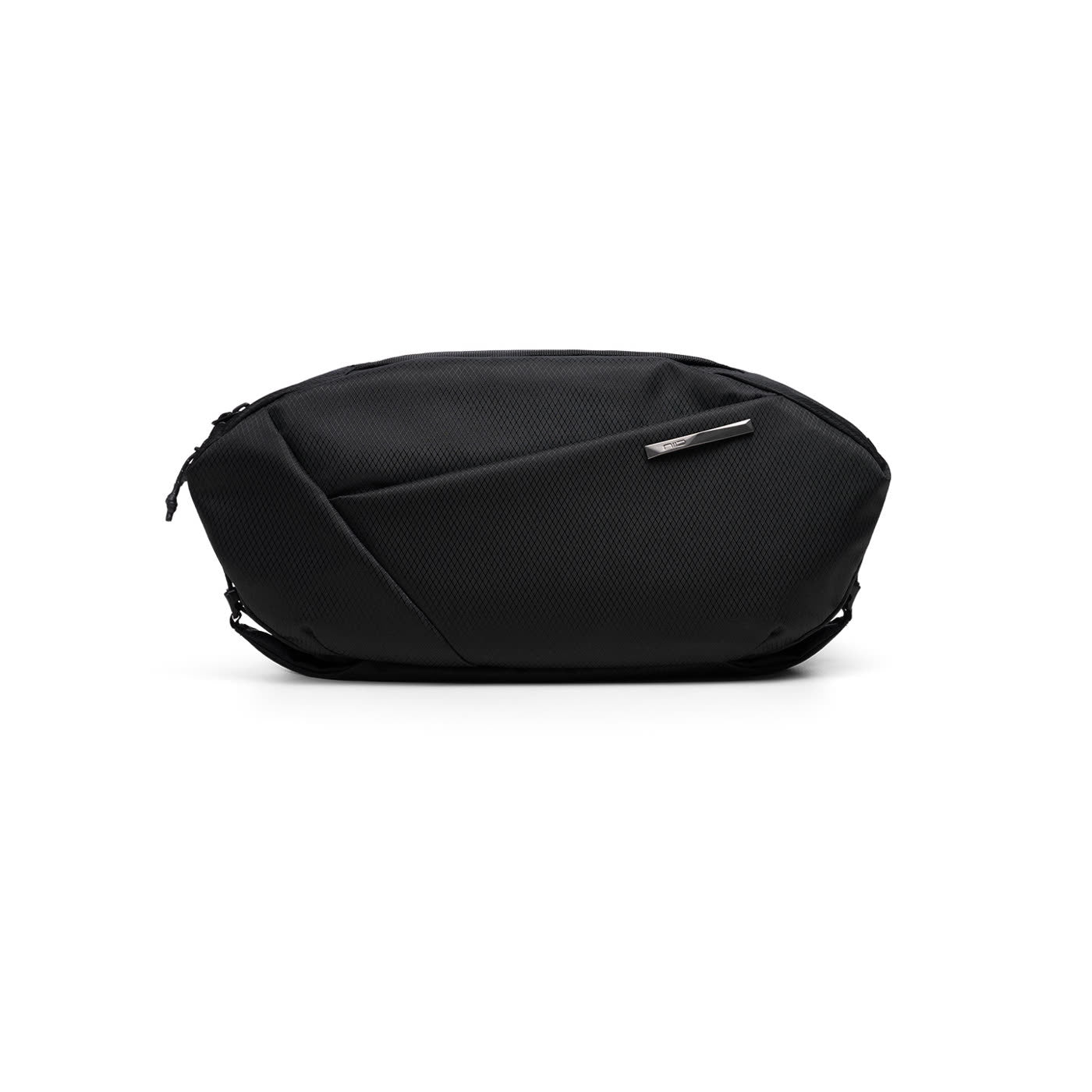 NIID N1L minimalist modular sling bag in DIAMOND-GRID-BLACK, studio product shot on a clean white background, highlighting the durable fabric and modern design.