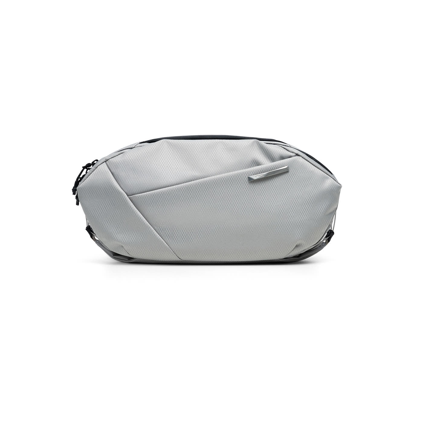 NIID N1L minimalist modular sling bag in Pearly Gray, studio product shot on a clean white background, highlighting the durable fabric and modern design.