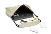 NIID ST@TEMENT S7 Tote Bag Khaki/Olive open interior shot, showing daily electronic device storage capacity on plain white background.