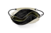 NIID ST@TEMENT S7 Tote Bag Khaki/Olive fully open interior layout, multi-compartment inner pocket structure shot on plain white background.